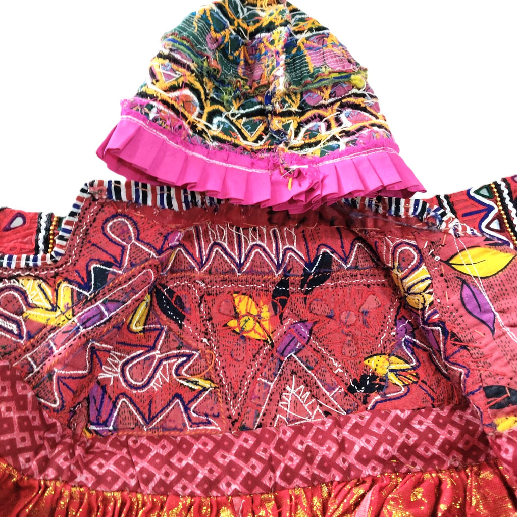 Vintage Rabari Embroidered Baby Jacket with Cap – Handmade Kutch Textile (6–8 Months)
