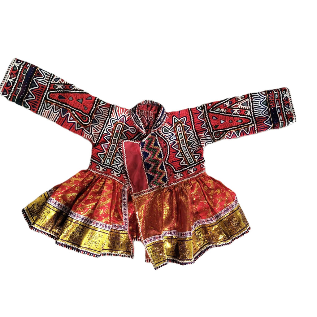 Vintage Rabari Embroidered Baby Jacket with Cap – Handmade Kutch Textile (6–8 Months)