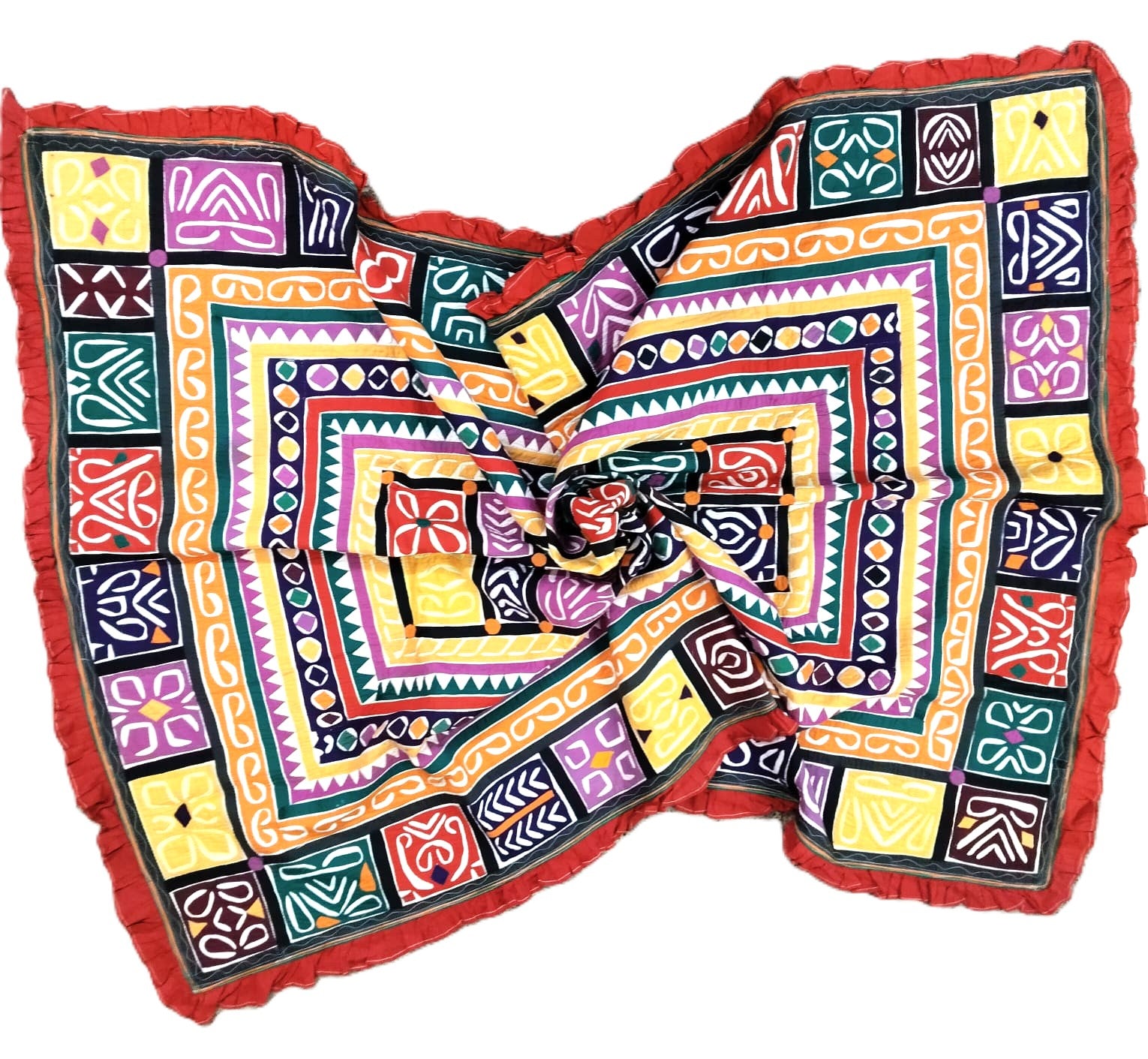 Vintage Kutch Patchwork Textile – Handmade Tribal Wall Hanging / Bed Throw (6 ft × 3 ft)