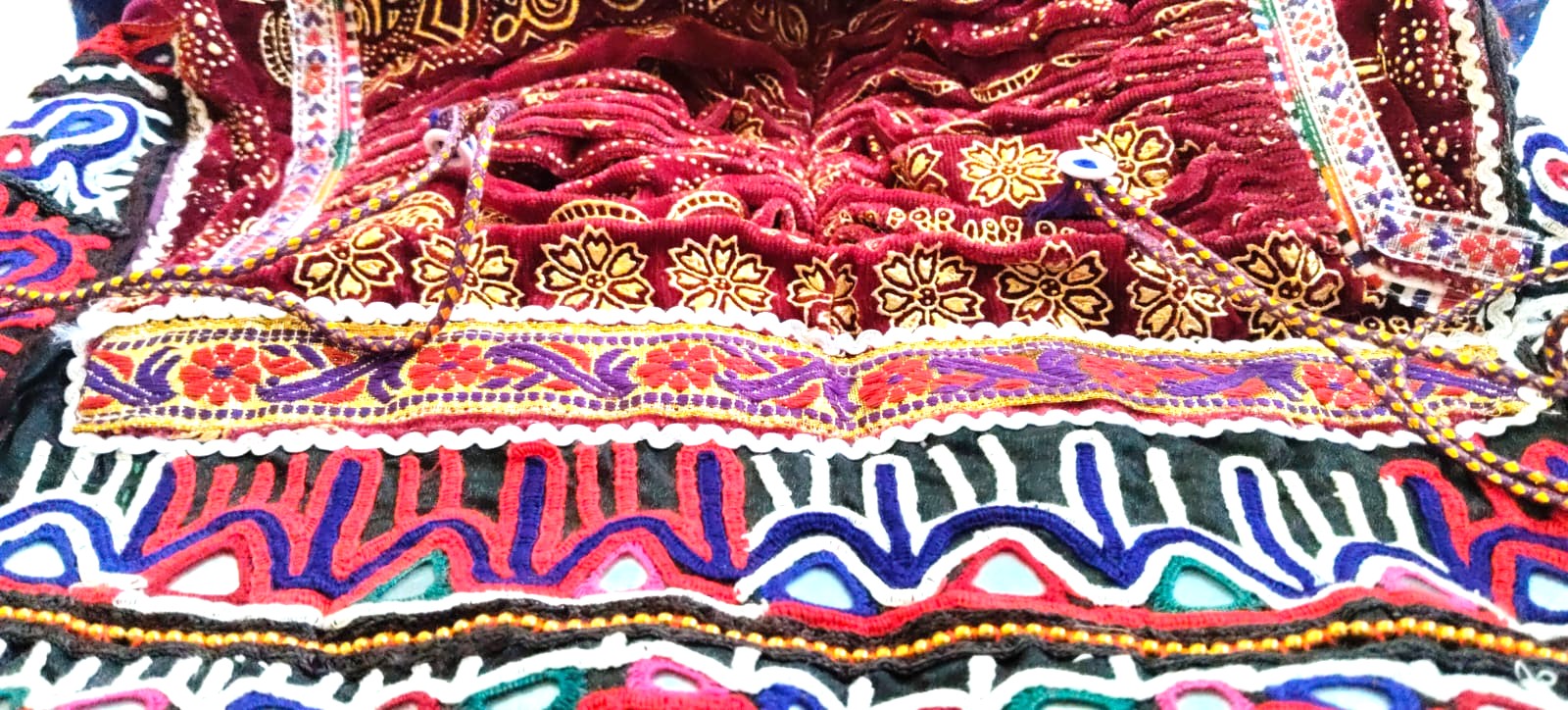 Upcycled Rabari Embroidered Velvet Choli Blouse – Vintage Kutch Tribal Textile Top