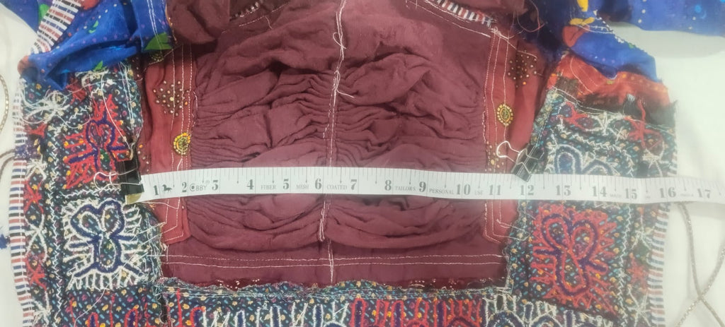 Upcycled Rabari Embroidered Velvet Choli Blouse – Vintage Kutch Tribal Textile Top