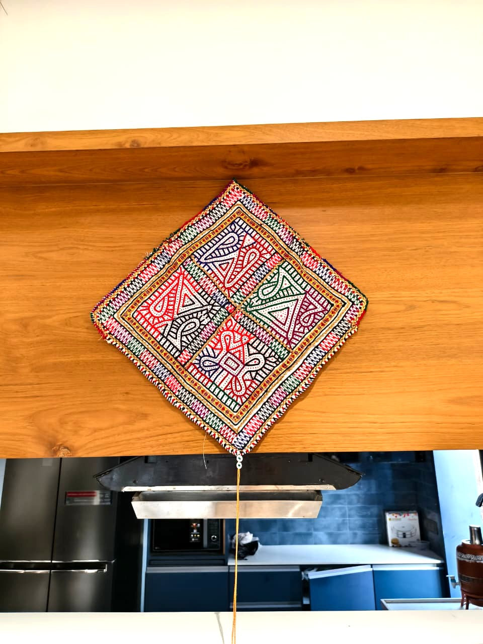 Rabari Handmade Wall Hanging/Kutch Embroidery/Shankri Chain Stitch Boho Decor/Indian Textile Art/41x41 cm.