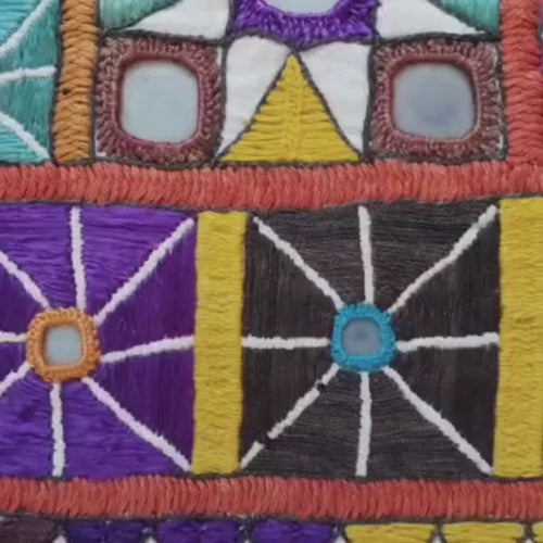 Vintage Kutch Embroidery Chakla Pair • Ahir Heer Silk Textile Art